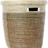 Swahili African Modern Black, Silver & White Half & Half Flat Lid Basket Home Goods