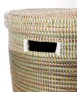 Swahili African Modern Black, Silver & White Half & Half Flat Lid Basket Home Goods