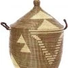 Swahili African Modern Brown And Cream Triangle Design Basket