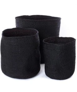 Swahili African Modern Iringa Baskets - Solid Black Home Goods