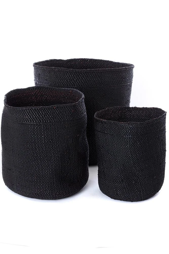 Swahili African Modern Iringa Baskets - Solid Black Home Goods Swahili African Modern Iringa Baskets - Solid Black Home Goods