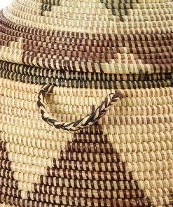 Swahili African Modern Large Black And Cream Dune Laundry Hamper Basket