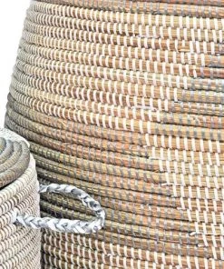 Swahili African Modern Large Silver And White Prayer Mat Hamper Home Goods