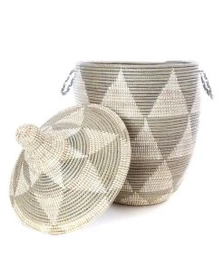 Swahili African Modern Home Goods Large Silver Triangle Laundry Hamper