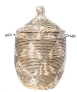 Swahili African Modern Medium Silver Triangle Laundry Hamper
