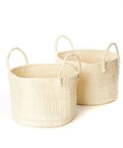 Swahili African Modern Natural Sisal Kamba Floor Basket Home Goods