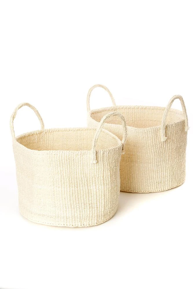Swahili African Modern Natural Sisal Kamba Floor Basket Home Goods Swahili African Modern Natural Sisal Kamba Floor Basket Home Goods