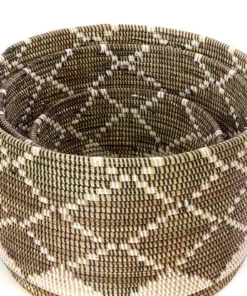 Swahili African Modern Home Goods Diamond Nesting Basket Set