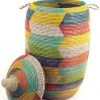 Swahili African Modern Rainbow Herringbone Storage Basket