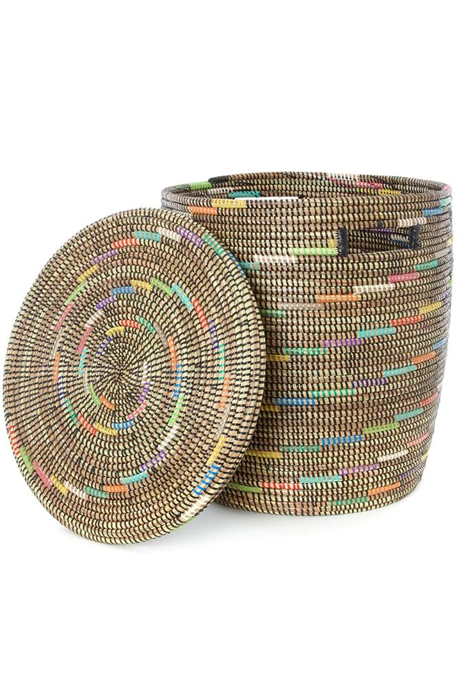 Swahili African Modern Sable Swirl Flat Lid Storage Basket Home Goods Swahili African Modern Sable Swirl Flat Lid Storage Basket Home Goods