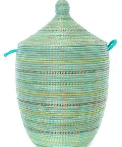 Swahili African Modern Home Goods Large Seaside Stripes Laundry Hamper Basket