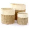 Swahili African Modern Home Goods Beige And Cream Sisal Nesting Basket Set