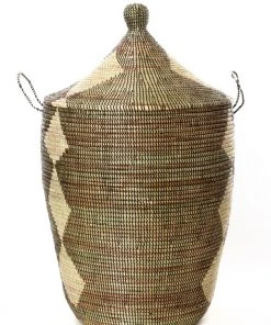 Swahili African Modern Black And Beige Mixed Pattern Hamper Set