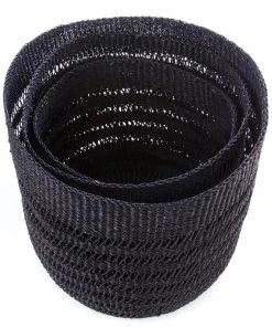 Swahili African Modern Raven Veta Vera Lace Weave Basket Bins Set Home Goods