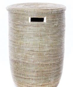 Swahili African Modern Solid White Classic Hamper Set