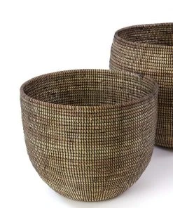 Swahili African Modern Home Goods Black Deep Nesting Basket Set