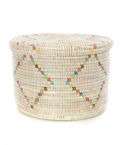 Swahili African Modern Rainbow Garland Lidded Storage Basket Set Staff Favorites