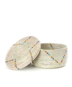Swahili African Modern Rainbow Garland Lidded Storage Basket Set Staff Favorites