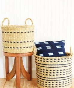 Swahili African Modern Raven Flecked Elephant Grass Baskets Set