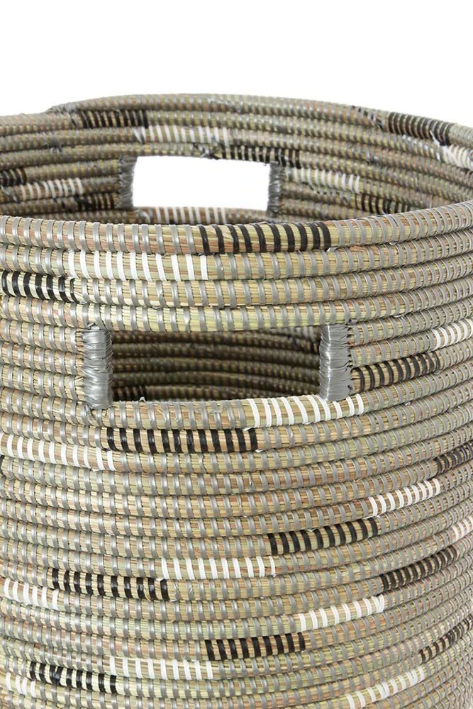 Swahili African Modern Silver Swirl Flat Lid Storage Basket Home Goods Swahili African Modern Silver Swirl Flat Lid Storage Basket Home Goods