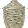 Swahili African Modern Large Silver Swirl Laundry Hamper Basket