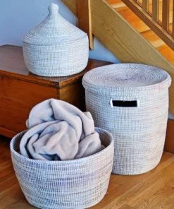 Swahili African Modern Solid White Knitting Basket Home Goods 1 Swahili African Modern Solid White Knitting Basket Home Goods