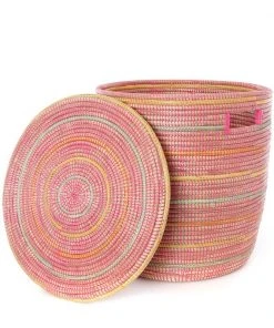 Swahili African Modern Sunrise Stripes Flat Lid Storage Basket