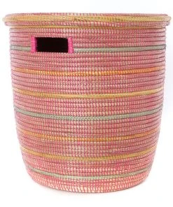 Swahili African Modern Sunrise Stripes Flat Lid Storage Basket