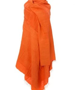 Swahili African Modern Tangerine Gabi Tablecloth / Throw Blanket