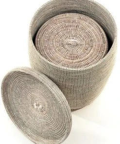 Swahili African Modern White Sand Dune Hamper Set