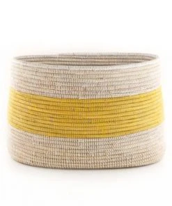 Swahili African Modern Yellow And White Knitting Basket Home Goods
