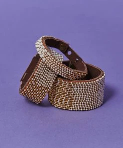 Swahili Coast Design Ombre Gold Beaded Leather Cuff