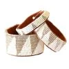 Swahili Coast Design Tri Silver Beaded Leather Cuff Jewelry
