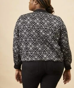 Symbology Art Deco Modal Bomber Jacket - Black + Silver Best Sellers
