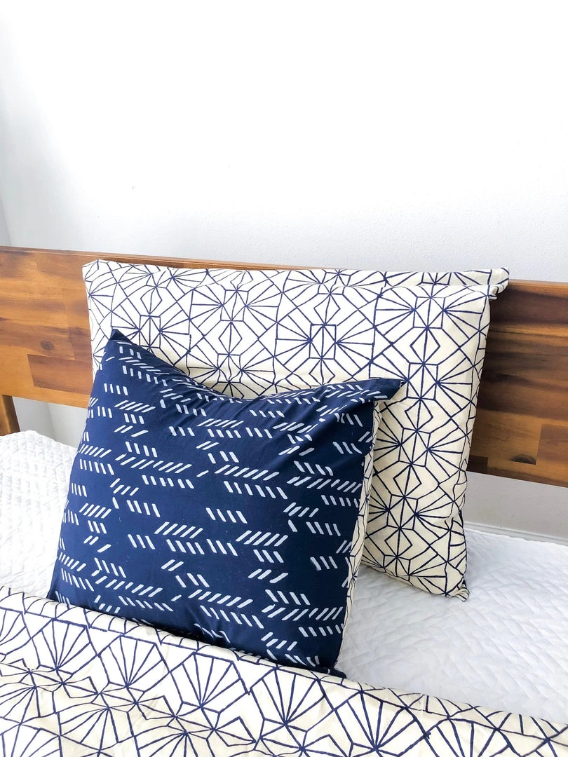 Symbology Best Sellers Art Deco/Stylized Feather Reversible Pillowcase - Navy + Cream Symbology Best Sellers Art Deco/Stylized Feather Reversible Pillowcase - Navy + Cream