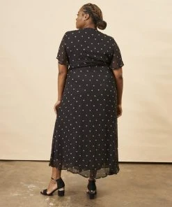 Symbology Baby Cacti Butterfly Sleeve Maxi Dress - Black + Cream 5 Symbology Baby Cacti Butterfly Sleeve Maxi Dress - Black + Cream