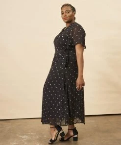 Symbology Baby Cacti Butterfly Sleeve Maxi Dress - Black + Cream 4 Symbology Baby Cacti Butterfly Sleeve Maxi Dress - Black + Cream