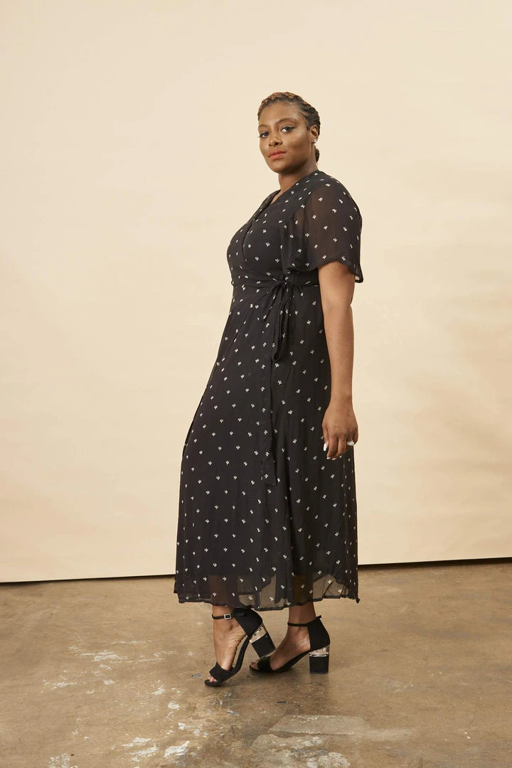 Symbology Baby Cacti Butterfly Sleeve Maxi Dress - Black + Cream Symbology Baby Cacti Butterfly Sleeve Maxi Dress - Black + Cream