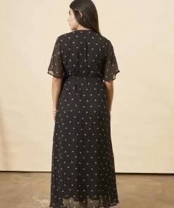 Symbology Baby Cacti Butterfly Sleeve Maxi Dress - Black + Cream 2 Symbology Baby Cacti Butterfly Sleeve Maxi Dress - Black + Cream