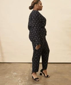 Symbology Baby Cacti Wrap Jumpsuit - Black + Ivory Clothing 6 Symbology Baby Cacti Wrap Jumpsuit - Black + Ivory Clothing