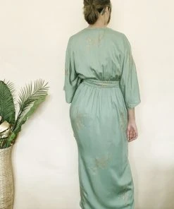 Symbology Sale Cherry Blossom Modal Maxi Wrap - Sage + Gold