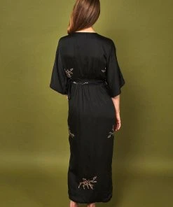 Symbology Best Sellers Cherry Blossom Modal Maxi Wrap - Black + Gold