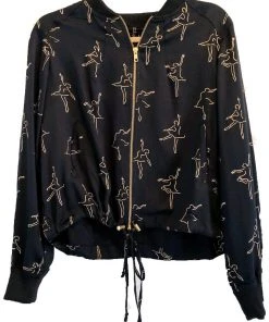 Symbology Dancing Ballerina Modal Bomber - Black + Gold Clothing