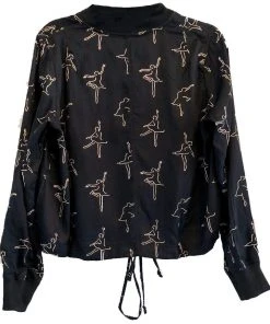 Symbology Dancing Ballerina Modal Bomber - Black + Gold Clothing