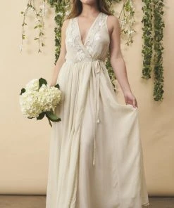 Symbology Special Occasion Floral Ombre Maxi Gown - Champagne + Cream 2 Symbology Special Occasion Floral Ombre Maxi Gown - Champagne + Cream