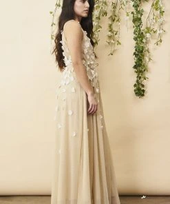Symbology Special Occasion Floral Ombre Maxi Gown - Champagne + Cream 3 Symbology Special Occasion Floral Ombre Maxi Gown - Champagne + Cream