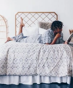 Symbology Geo Starburst Modal Pajama Set - Navy + Cream