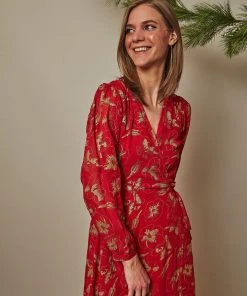 Symbology Hibiscus Empress Wrap Dress Red Lipstick + Gold Best Sellers