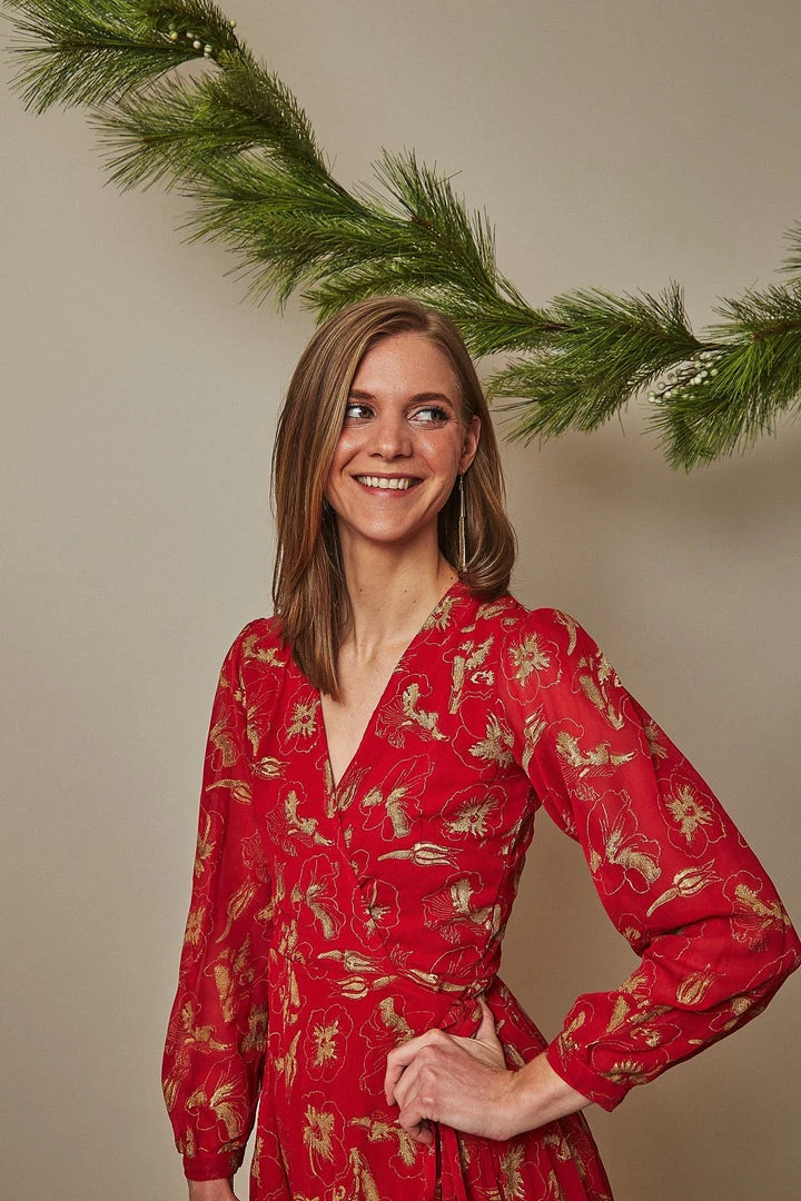 Symbology Hibiscus Empress Wrap Dress Red Lipstick + Gold Best Sellers Symbology Hibiscus Empress Wrap Dress Red Lipstick + Gold Best Sellers