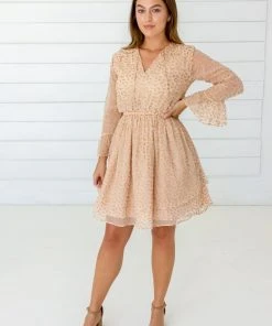 Symbology Leopard Chiffon Dress - Blush + Gold
